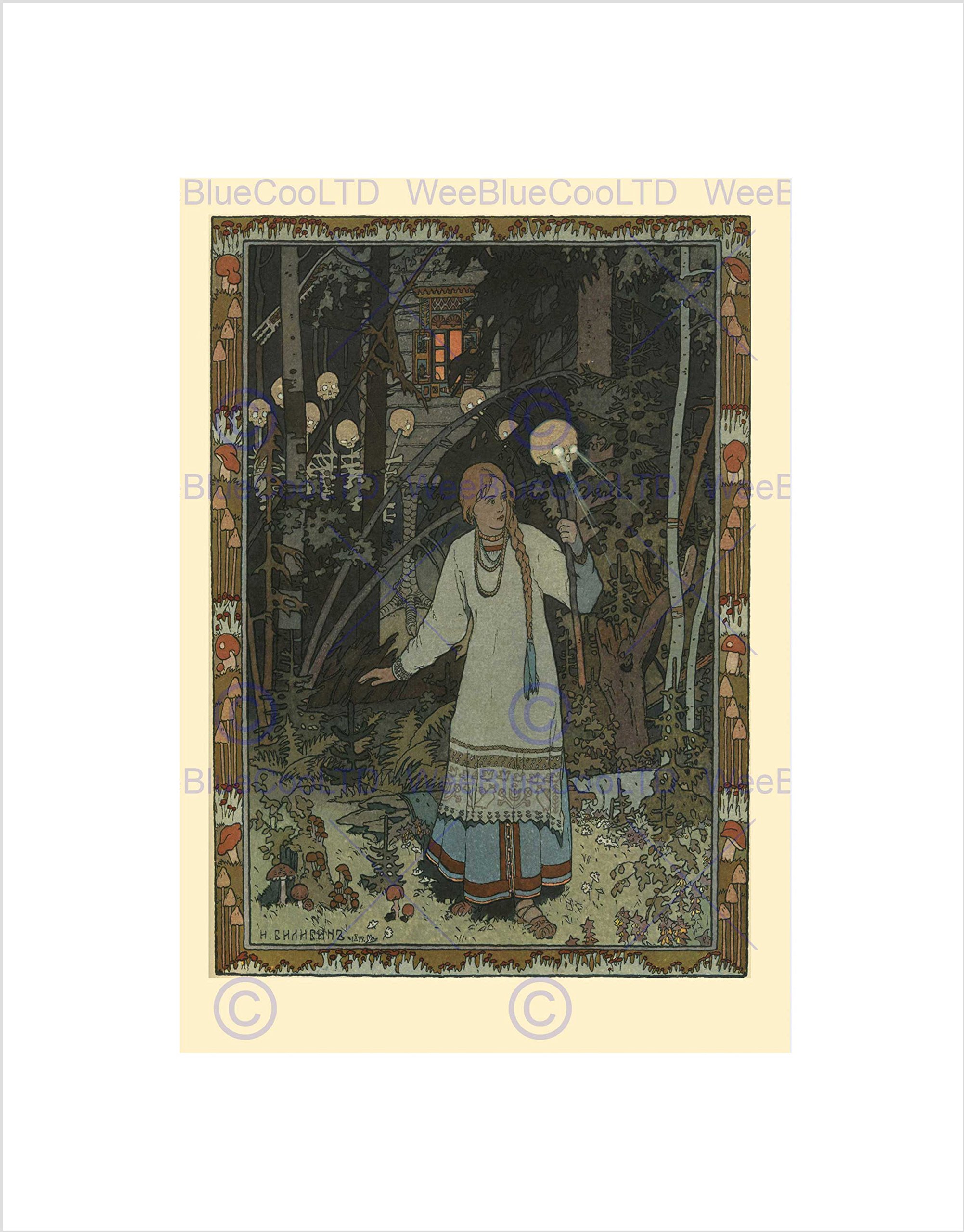 Wee Blue Coo Bilibin Illustration Fairy Tale Vasilisa Beauty 1900 Wall Art Print