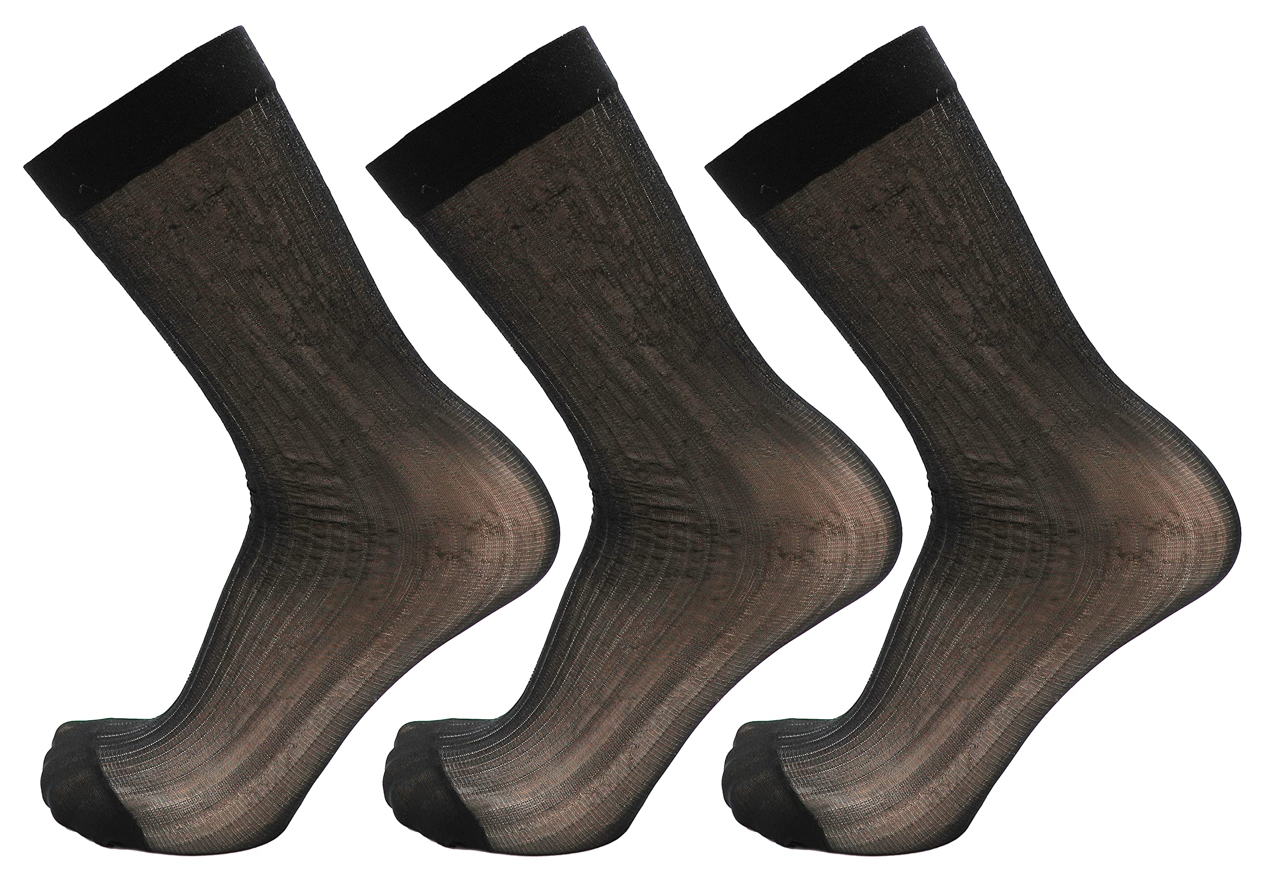 3-Pack Mens Sheer Nylon Dress Socks