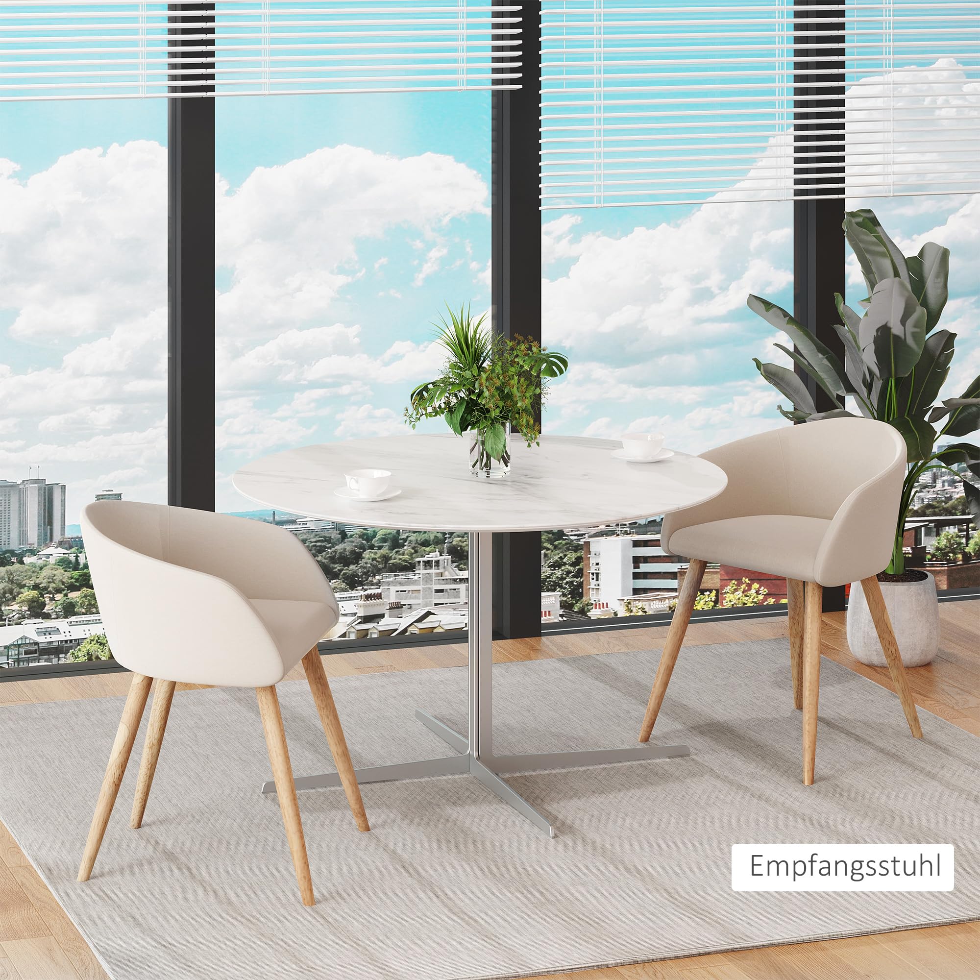 HOMCOM Esszimmerstühle 2er Set Küchenstuhl mit Rückenlehne Modern Beige