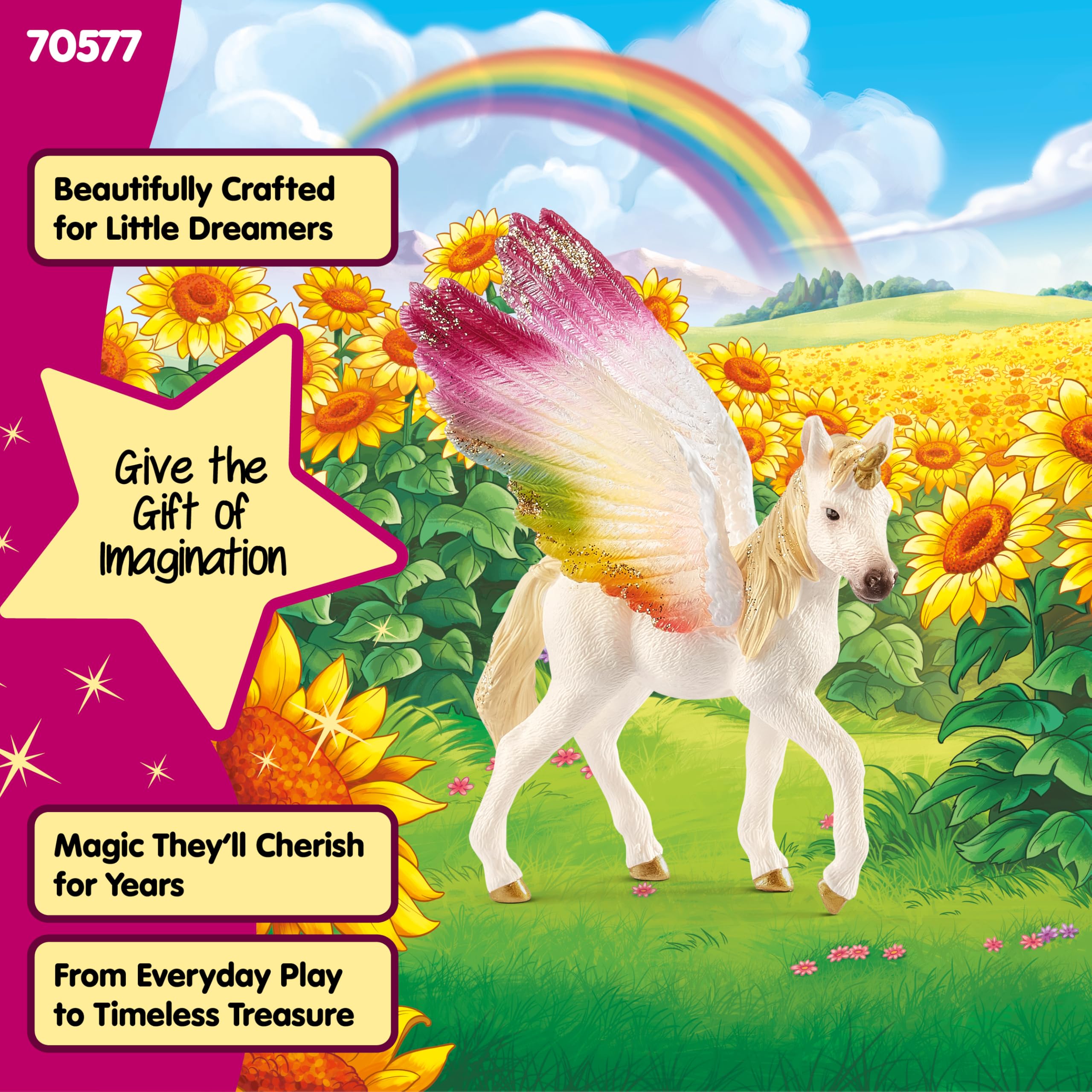 Buy Schleich 70577 Winged Rainbow Unicorn/Foal Figure Online at