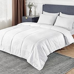 Bedsure Comforter Duvet Insert - Quilted Comforters King Size, All Season Duvet, GentleSoft Down Alternative Bedding, with 8 Tabs, Gifts for Women/Men, Linen, King 90 x 102 Inches