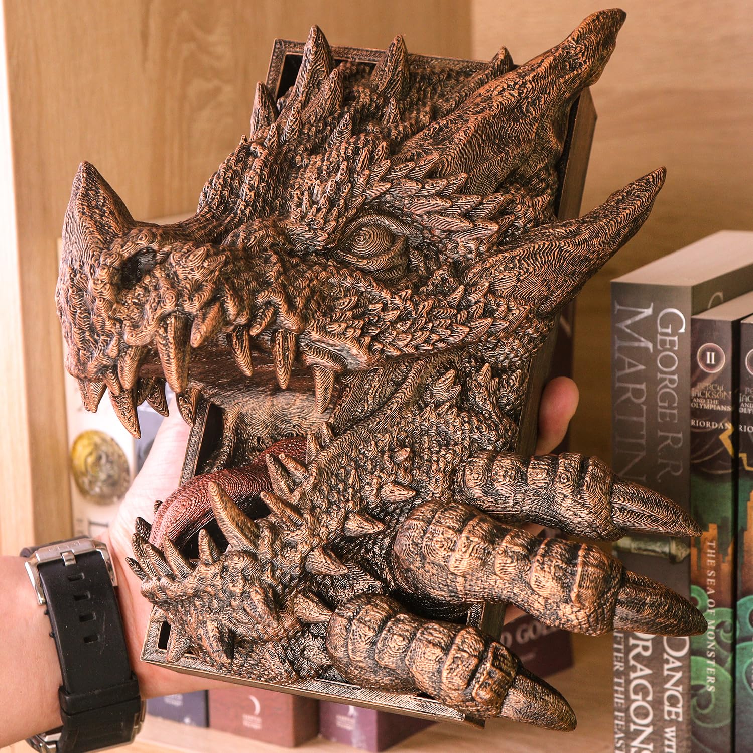 Libreria Decorativa A Tema Drago - Design 3D Gotico Per Appassionati Di Fantasy E Medieval
