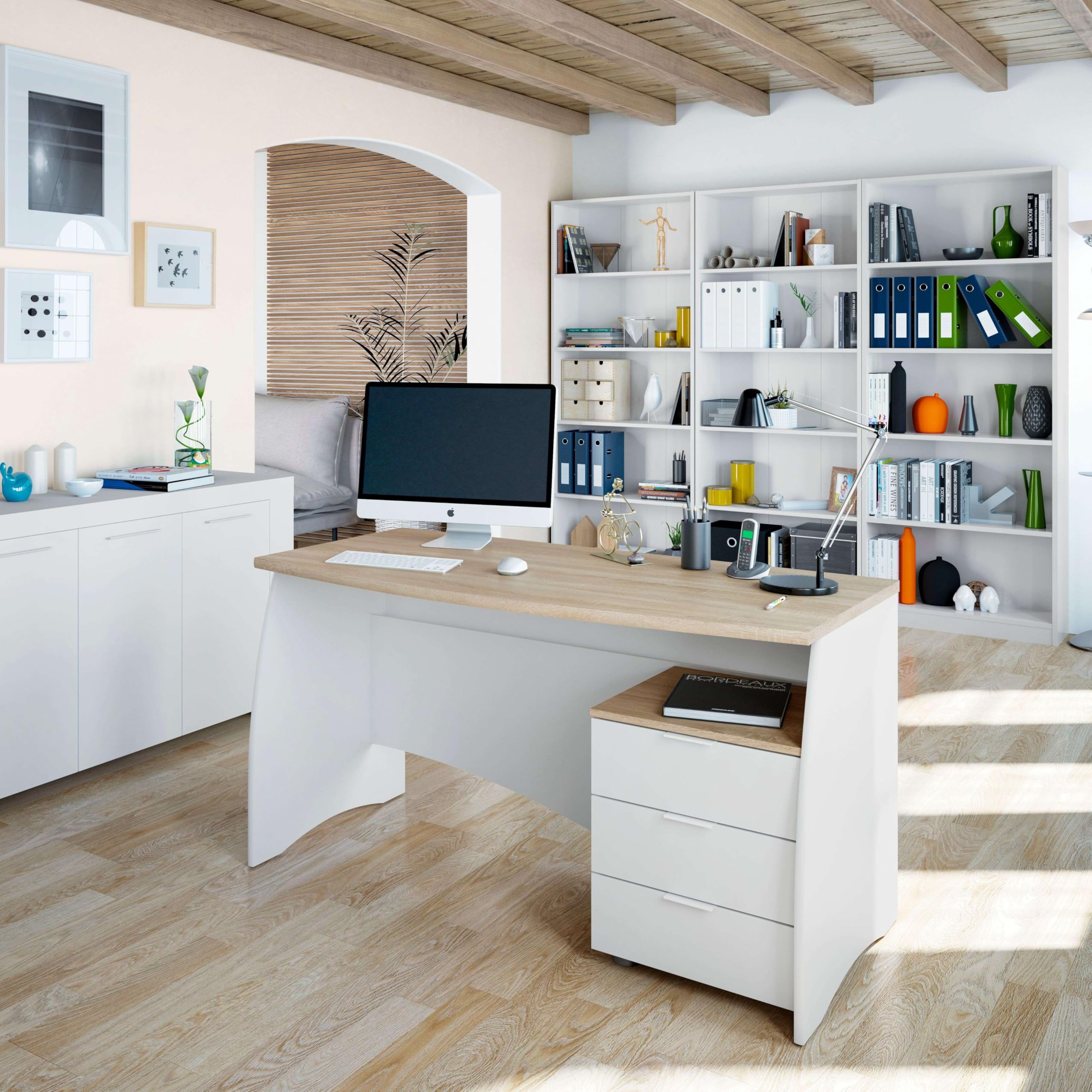 Habitdesign Magnolia B03 Libreria, Bianco, 80 x 28 x 201