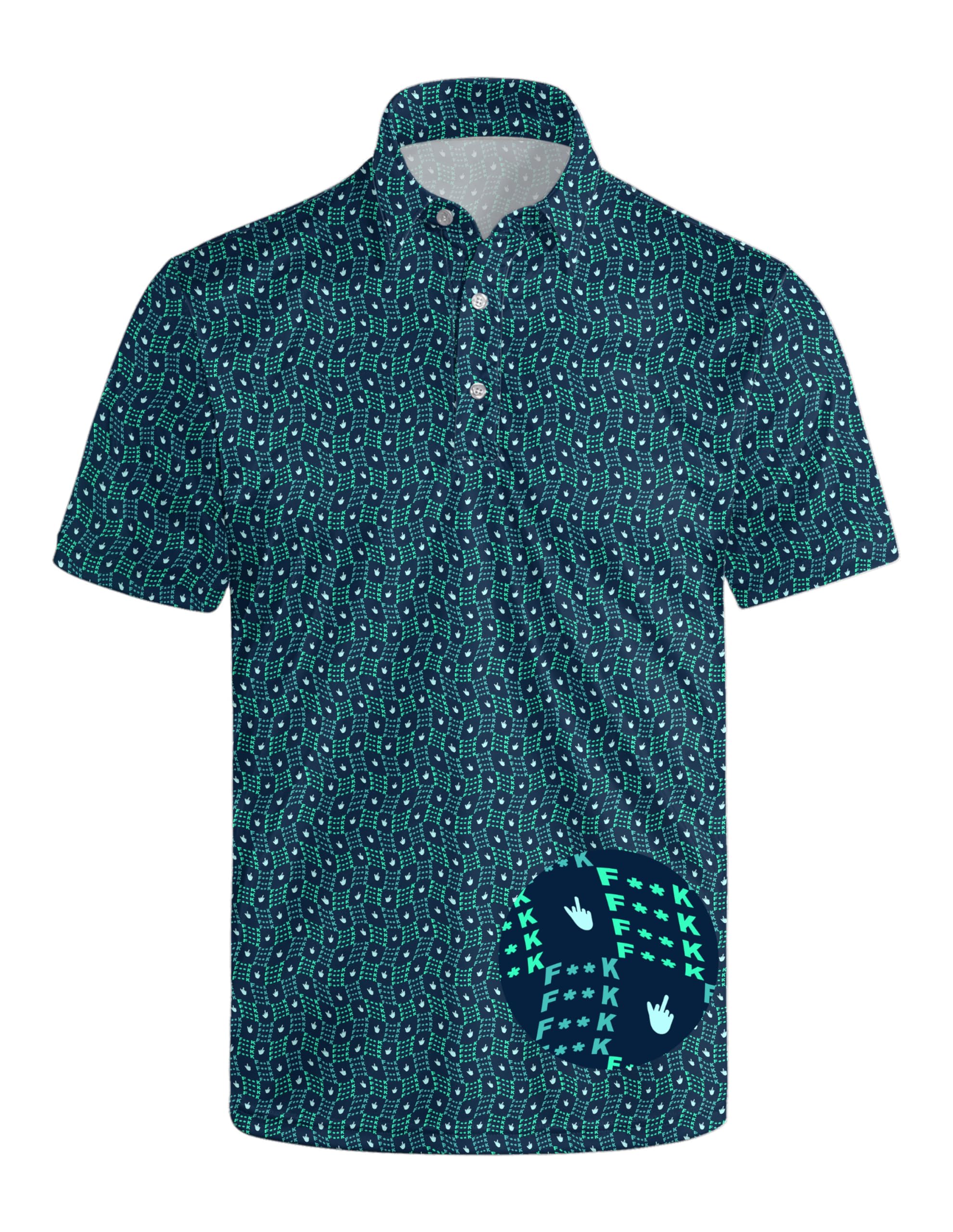 Wemkuqa Funny Golf Shirts for Men Moisture Wicking Men's Fun Golf Polo Shirts Quick-Dry Polo Shirts Short Sleeve