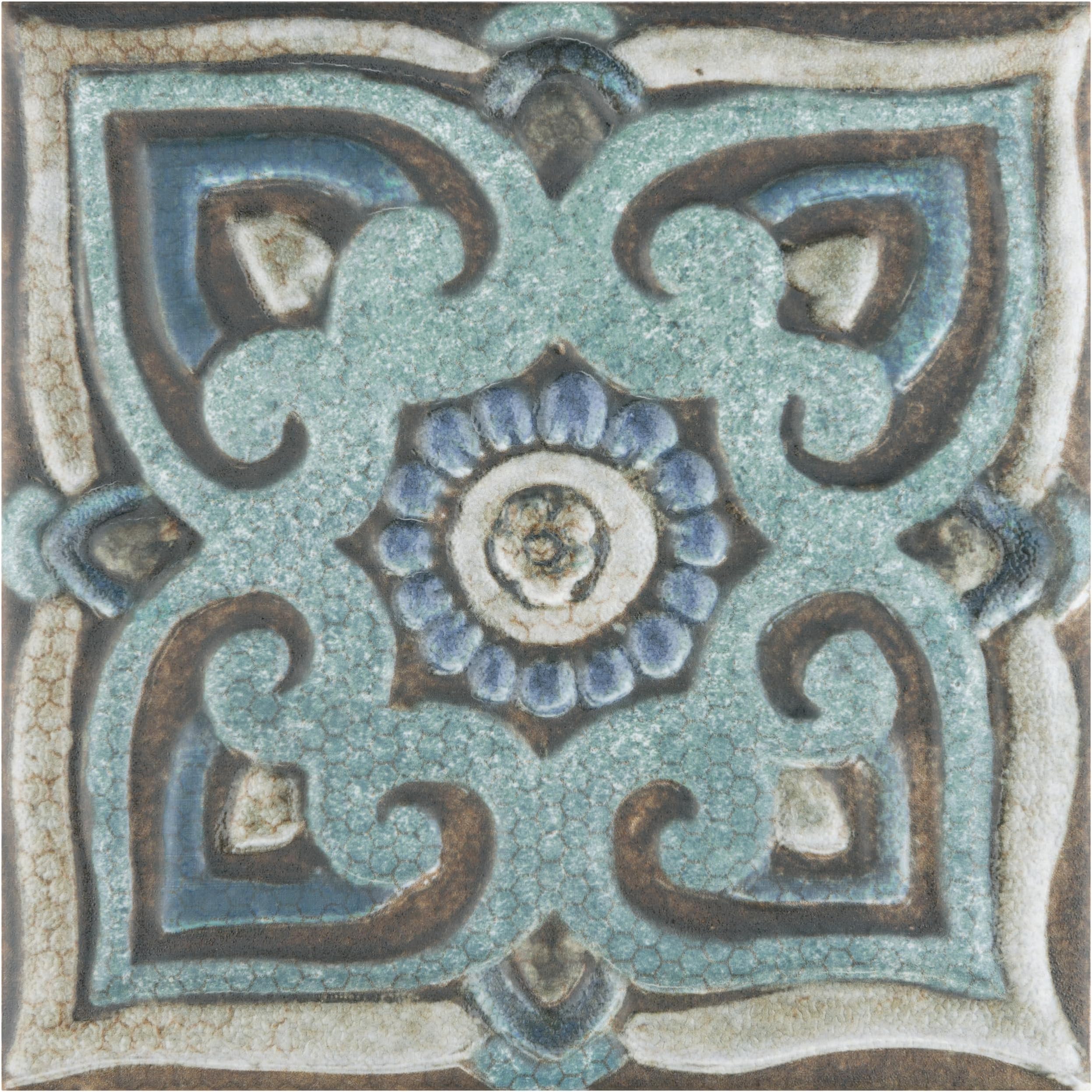 Merola Tile Mandala Decor Mix 7-7/8" x 7-7/8" Ceramic Wall Tile