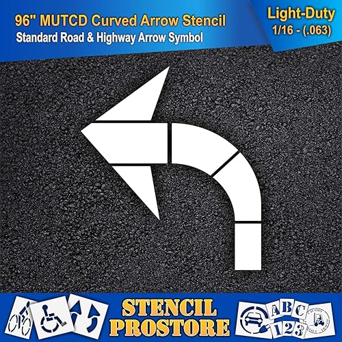 Miniatura 8 de Plantillas de pavimento  96 pulgadas  Plantilla de flecha curvagiro para MUTCD, FHWA, Road & HWY DOT  (2 piezas)  96 pulgadas x 84 pulgadas  18