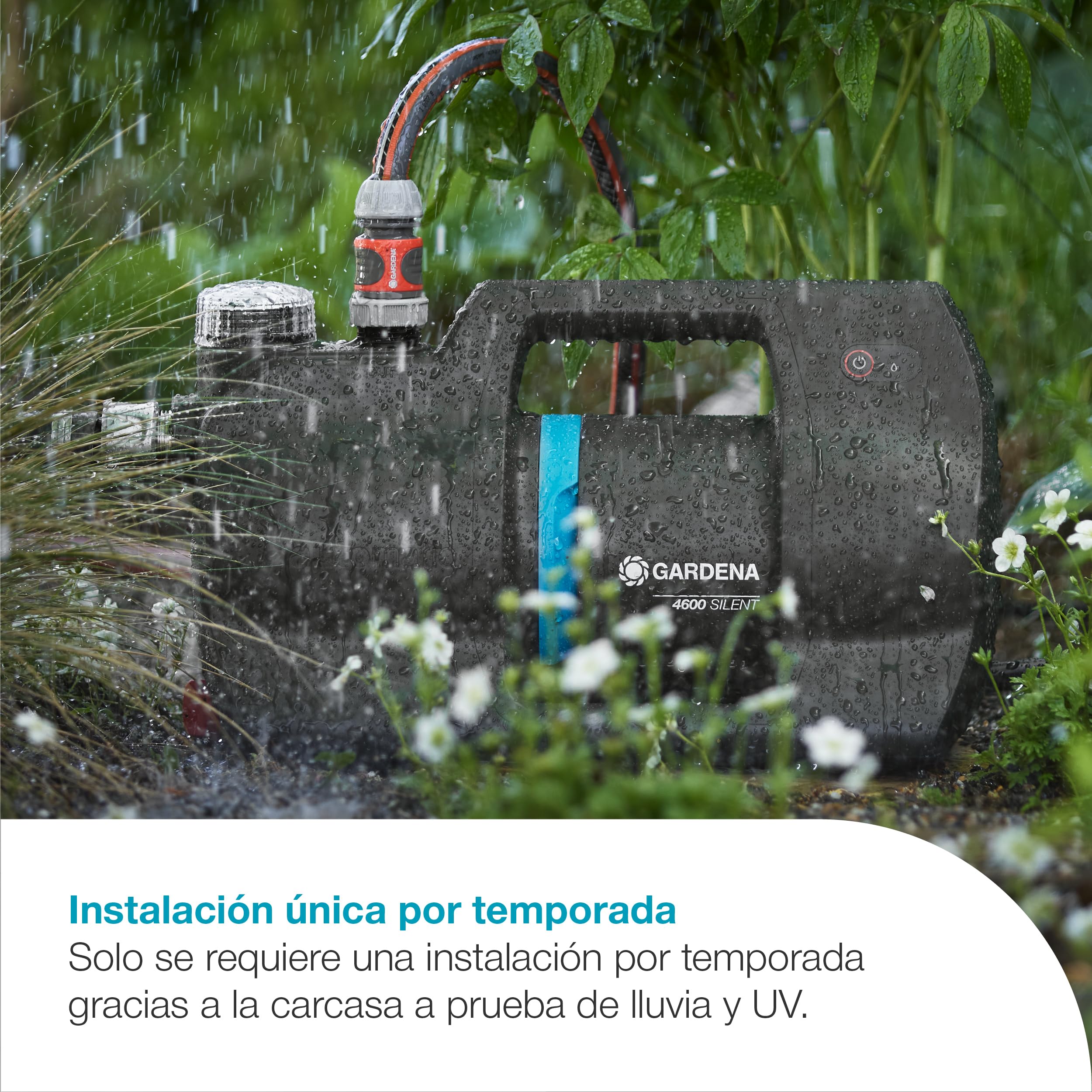 GARDENA Autom. Home&Bomba de jardín 4600 Bombas silenciosas: riego automatizado y suministro de agua doméstico, 25% menos consumo de energía, Tecnología silenciosa (9070-20)