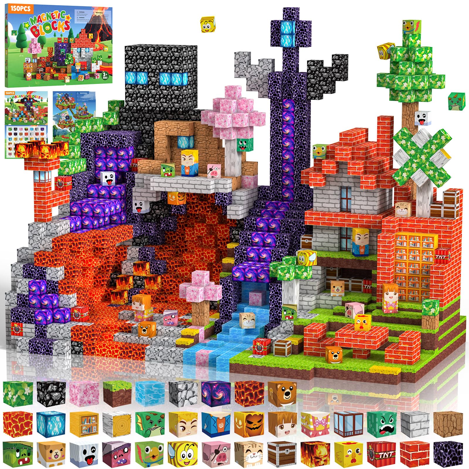 Crifeton Costruzioni Magnetiche per Bambini 150 PCS 2CM 3+ Giochi Cubi Magnetici, Building Blocks Giocattoli Montessori a Partire da 3 4 5 6 7 8 9 10 11 12 Anni Regali di Compleanno per Ragazzi