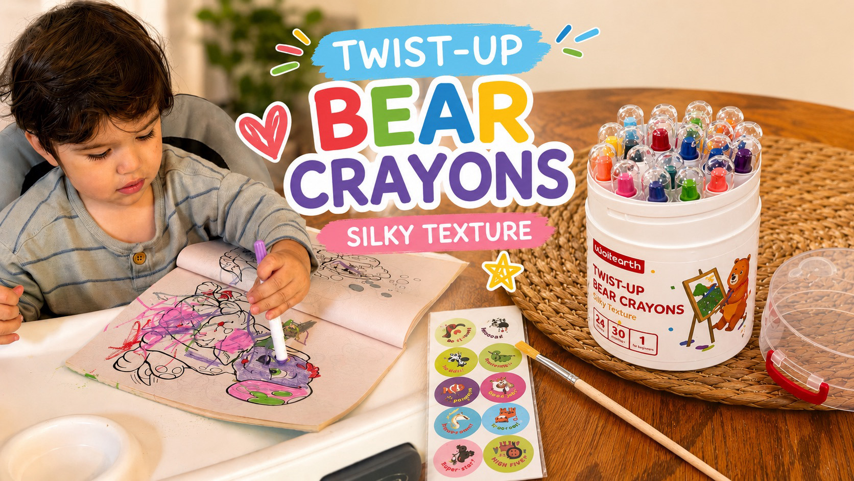 Coloring fun with these washable crayons