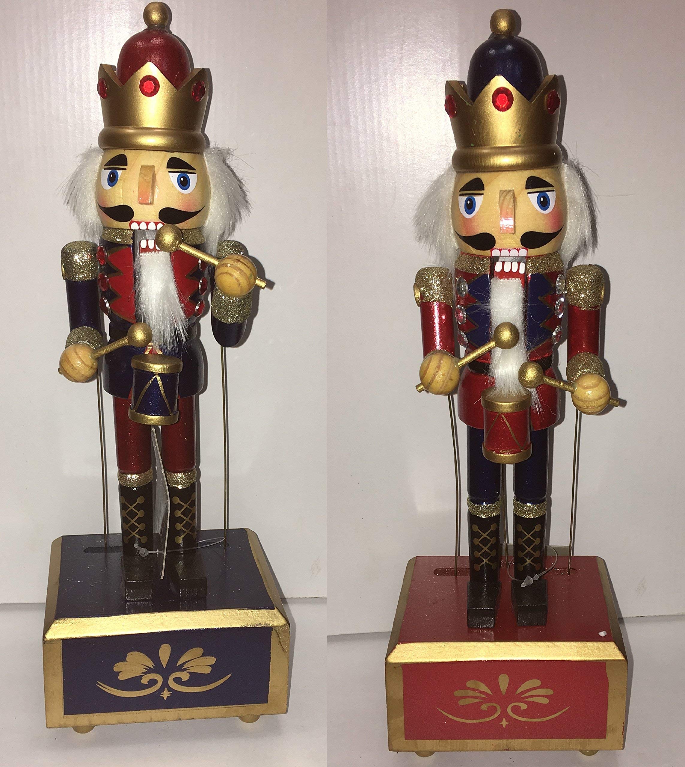Musical en bois Casse-noisette de rouge et bleu Lot de 2?(30?cm)
