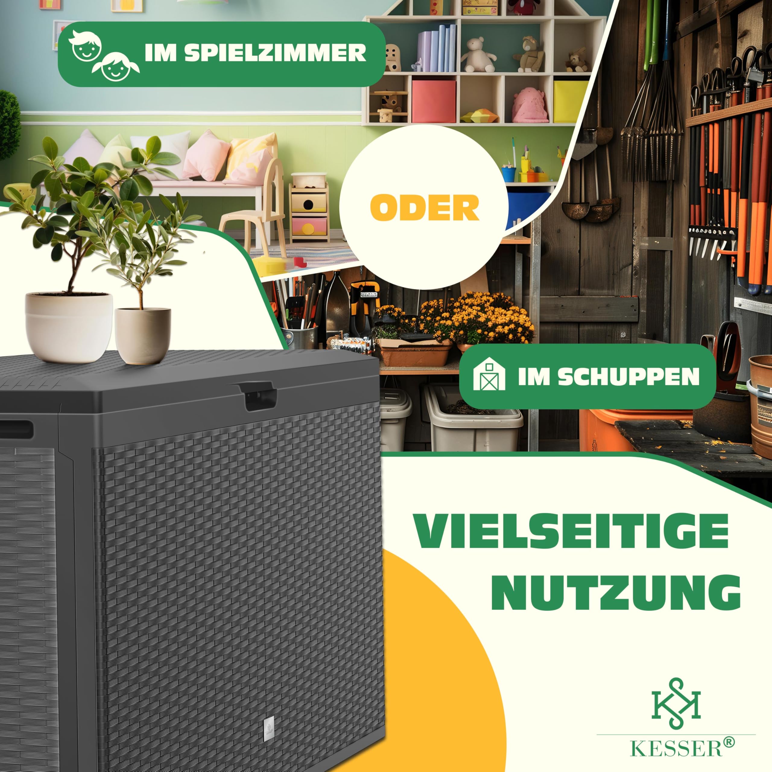 Box Portacuscini KESSER Da 290 Litri - Con Rotelle, Coperchio Ribaltabile E Effetto Rattan - Resistente Alle Intemperie - Foto 11