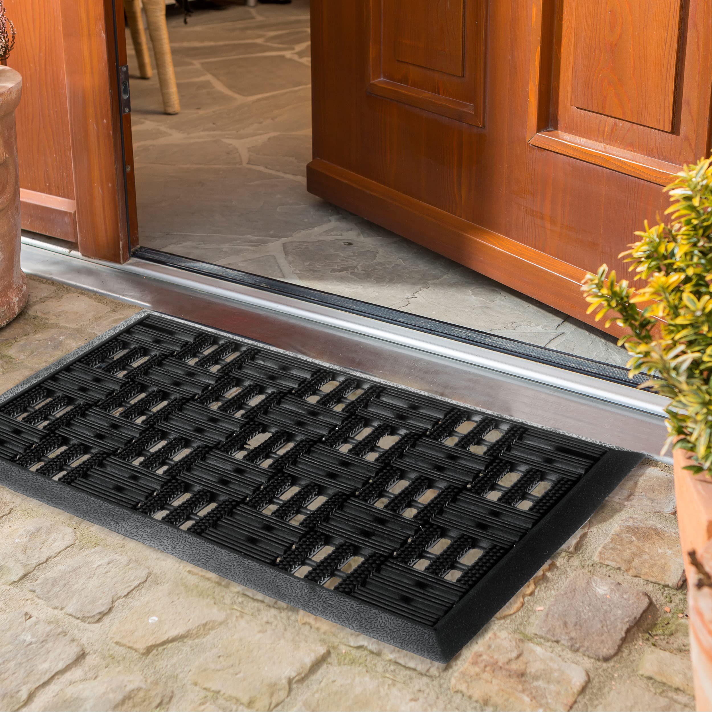 Astra Tappeto in gomma per porte esterne 45x75 cm set di 2 - Dynamic Tappeto in gomma per porte esterne antiscivolo - zerbino per esterni - altezza: 14mm