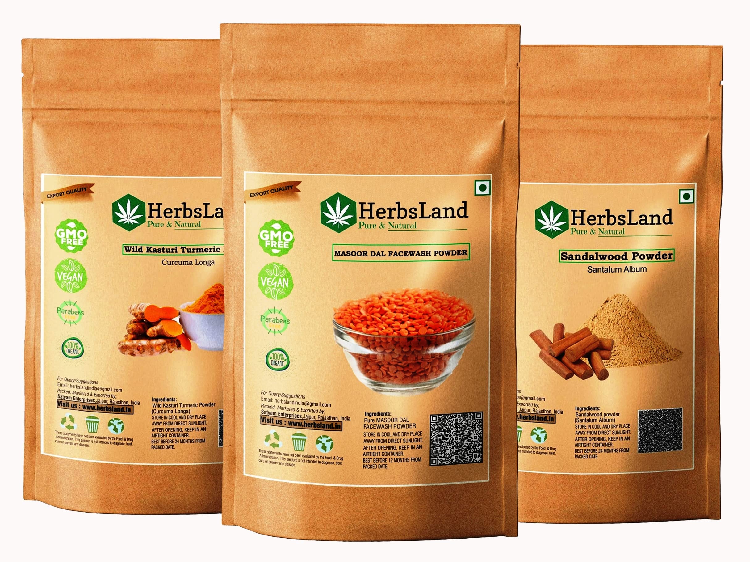 HerbsLand Masoor, turmeric And Sandalwood Powder