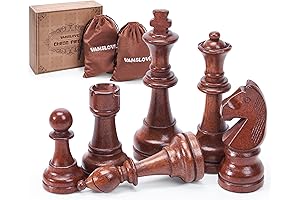 Vamslove Wooden Chess Pieces Large 4.5 inches King Set