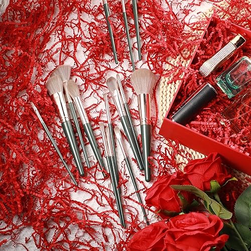 Miniatura 8 de Outus Papel triturado de papel de corte arrugado rojo de 1 libra, papel triturado para caja de regalo, cesta de regalo, relleno de bolsa, tejido de