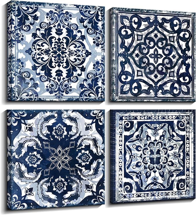 Bedroom Decor Canvas Wall Art Flower Pattern Prints Bathroom