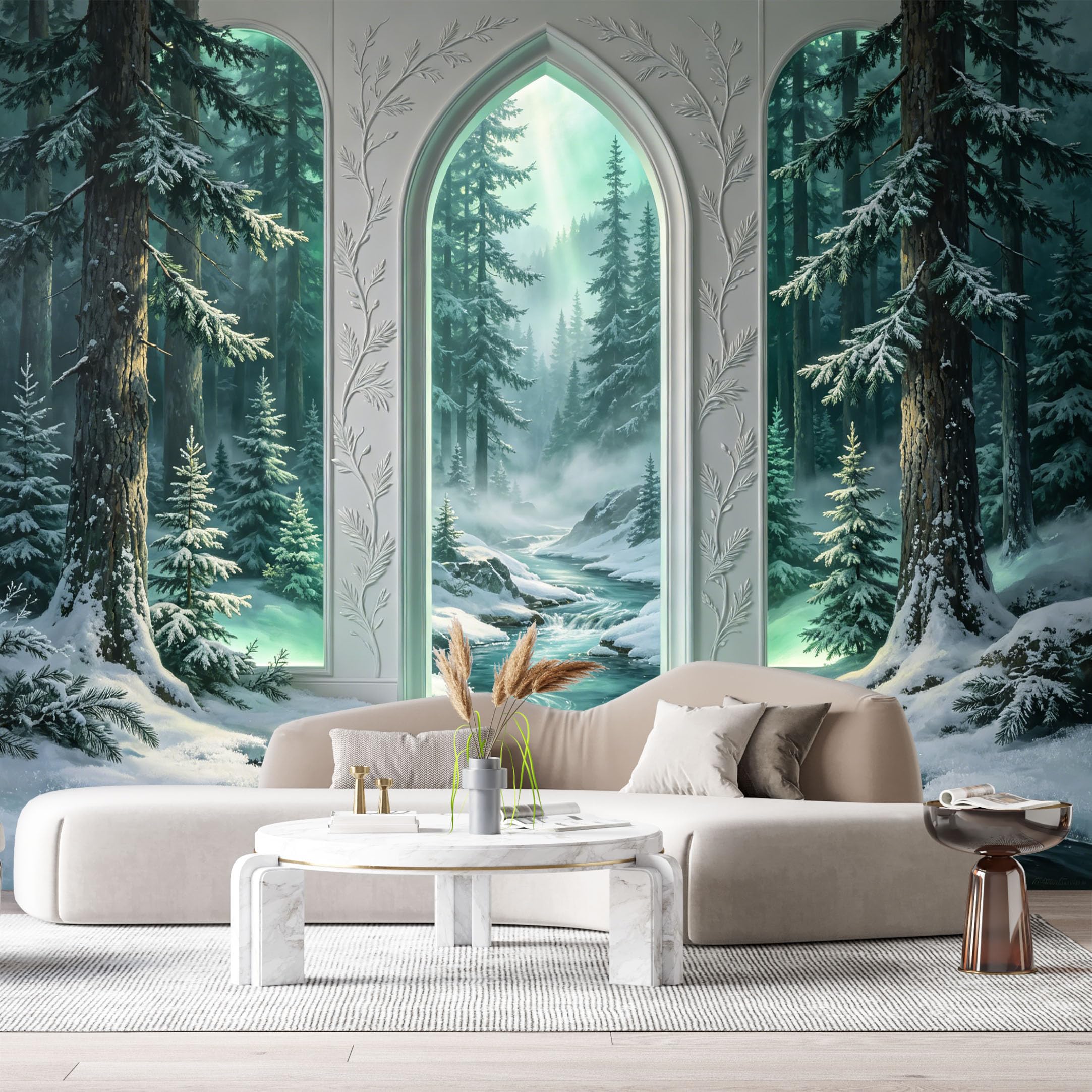 Custom Size Wall Murals Coastal Ocean Landscape Watercolor 3D Trompe L'Oeil SelfAdhesiveWall Fabric Removable Wallpaper Wall Decor for Living Room Bedroom Bathroom