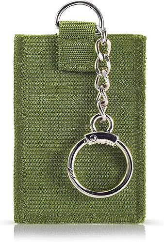SUPERIOR ESSENTIALS Billetera de hilo de nailon Cartera minimalista de bolsillo frontal para hombres y mujeres con un elegante anillo en D y cadena
