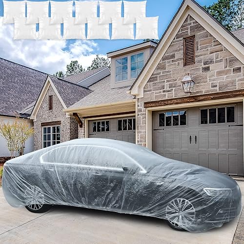 Paquete de 12 fundas universales de plástico transparente para automóvil, con banda elástica, impermeable, a prueba de polvo, 12.5 x 21.3 pies,