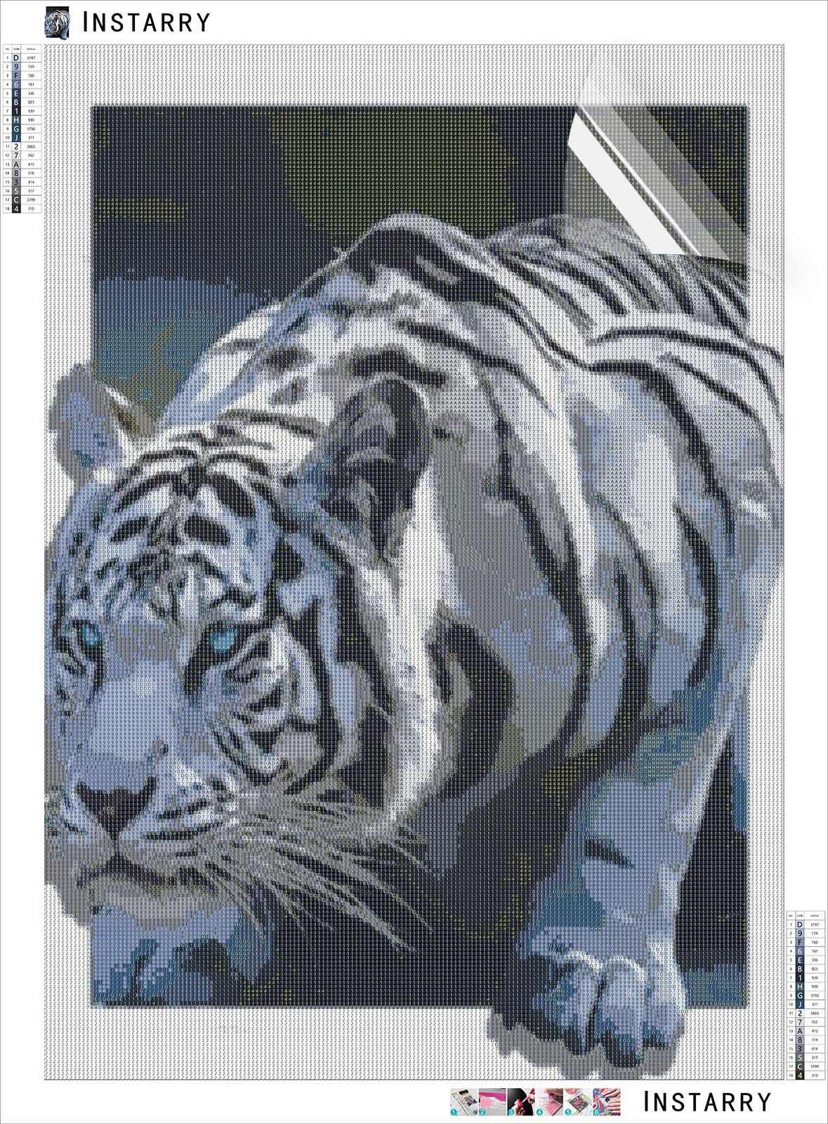Instarry 5D Diamond Painting Complet Tigre Blanc Decoration Murale Salon et Chambre 90x60 cm