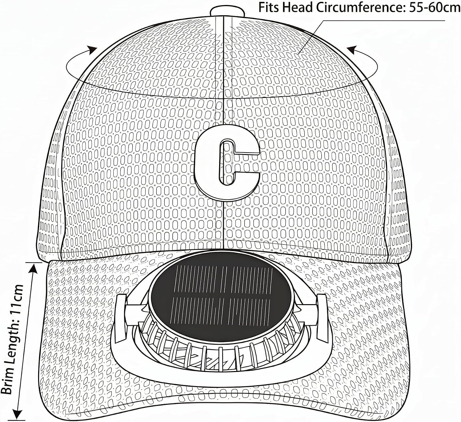 Solar Powered Cap with Fan, Smart Digital Display, USB Rechargeable Cooling Hat, 3 Speeds Adjustable