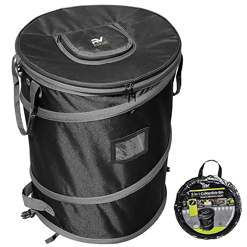 Papelera plegable y reciclaje/utilidad, perfecta para camping, lavandería, almacenamiento y jardín, vinilo impermeable y resistente al desgarro,