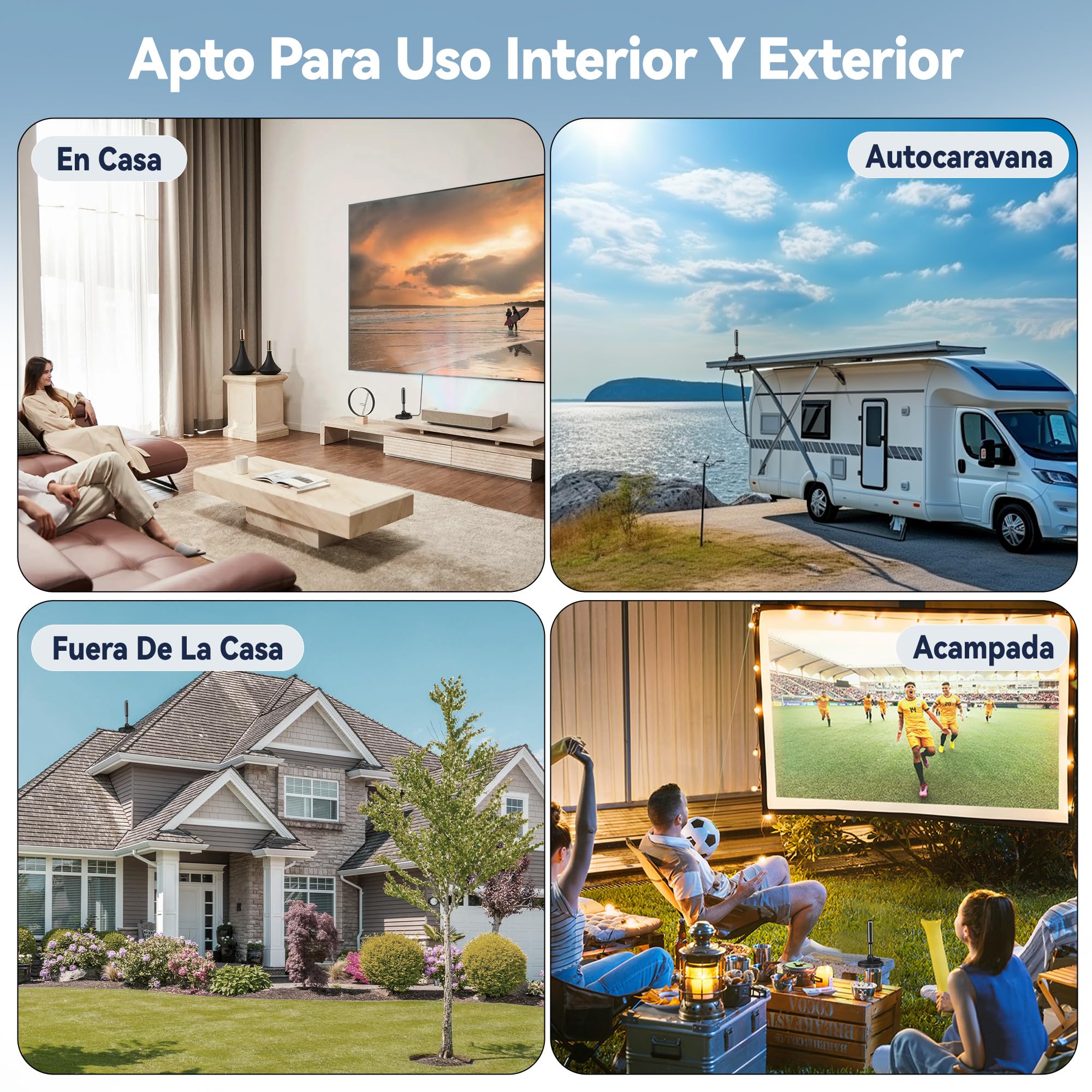 Antenna TV InteRior Potente, Nuovo per 2026 Antenna TNT Interior Potente, Cavo Coassiale Di 5 m, Ricezione Lunga Distanza 500 km, 360 Gradi senza Angolo Morto