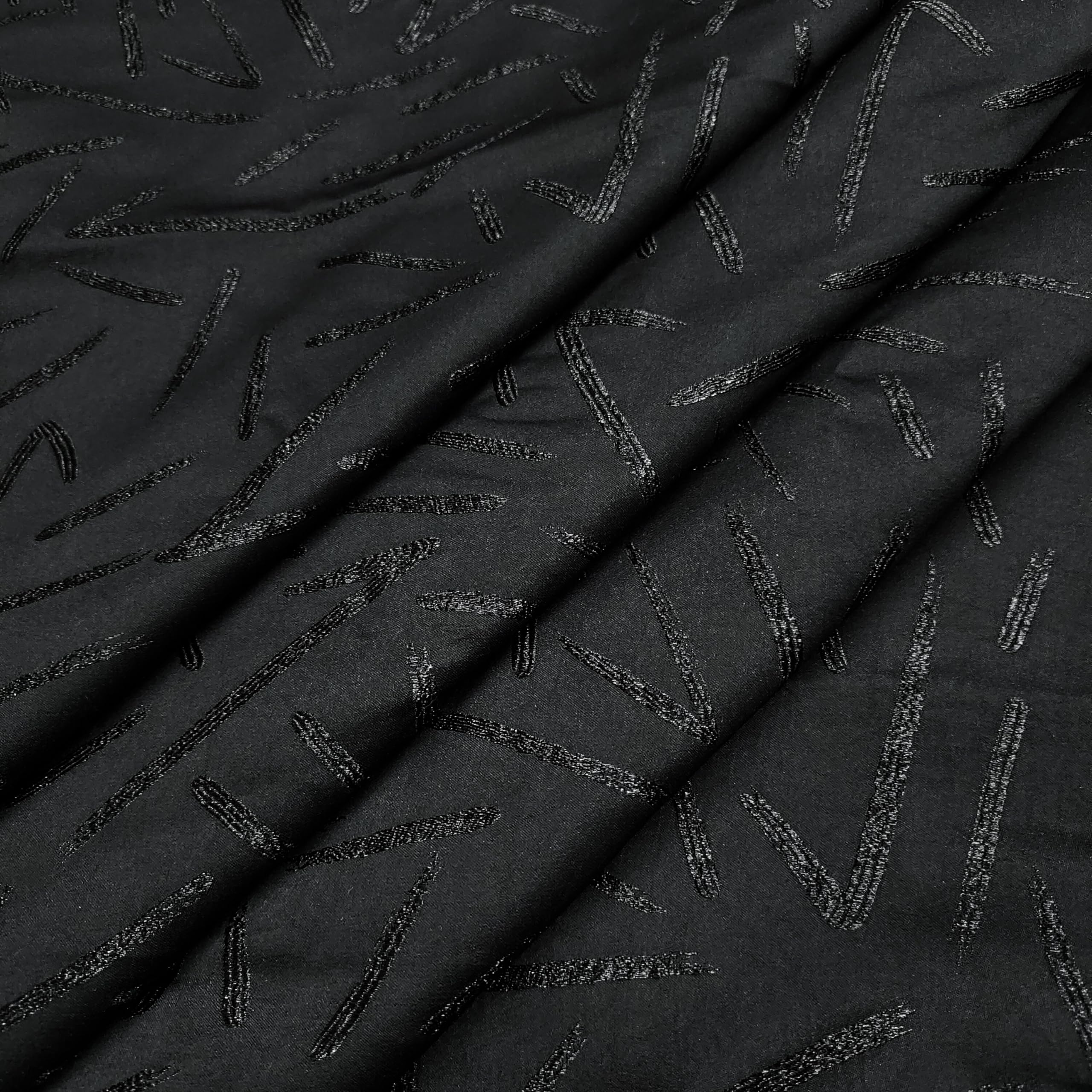 B-FASHION Luxury Black Embossed Polyester Jacquard Fabric – 58" Width, 2.5 Meter Length | Kurta, Blazer, Sherwani Use 2