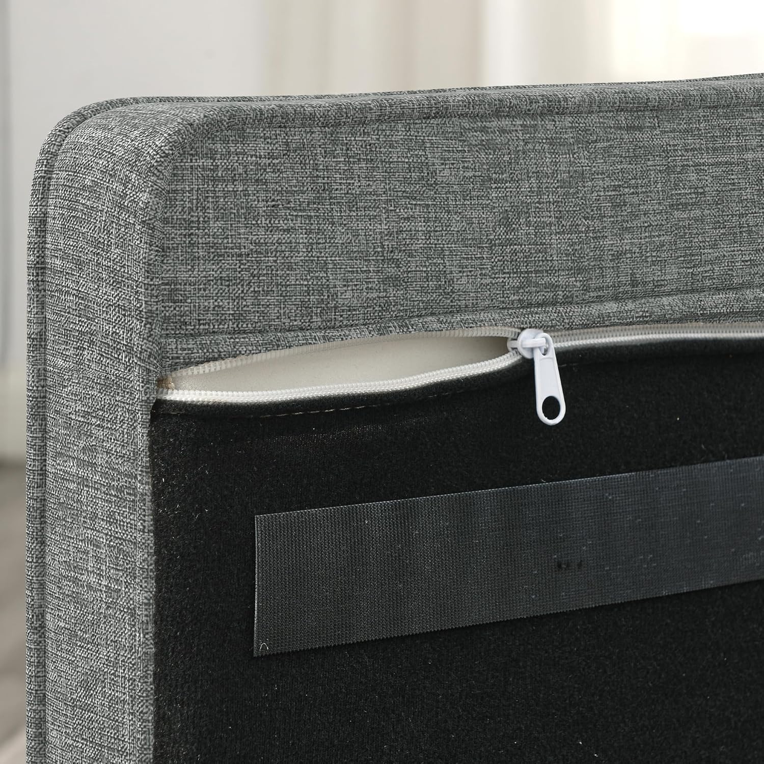 Elevated Dog Sofa Bed for Small and Medium Dogs, Light Grey Linen Fabric, Rectangular Pet Couch with Rolled Arms, 38.9 x 23.2 x 14.5 Inches