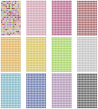 Sularpek 3120 Pcs Face Gems - 12 Sheets Self-Adhesive Rhinestone Stickers, 12 Colors Acrylic Crystal Gems for Nails, Face, Festivals, Makeup, DIY Craft Decorations