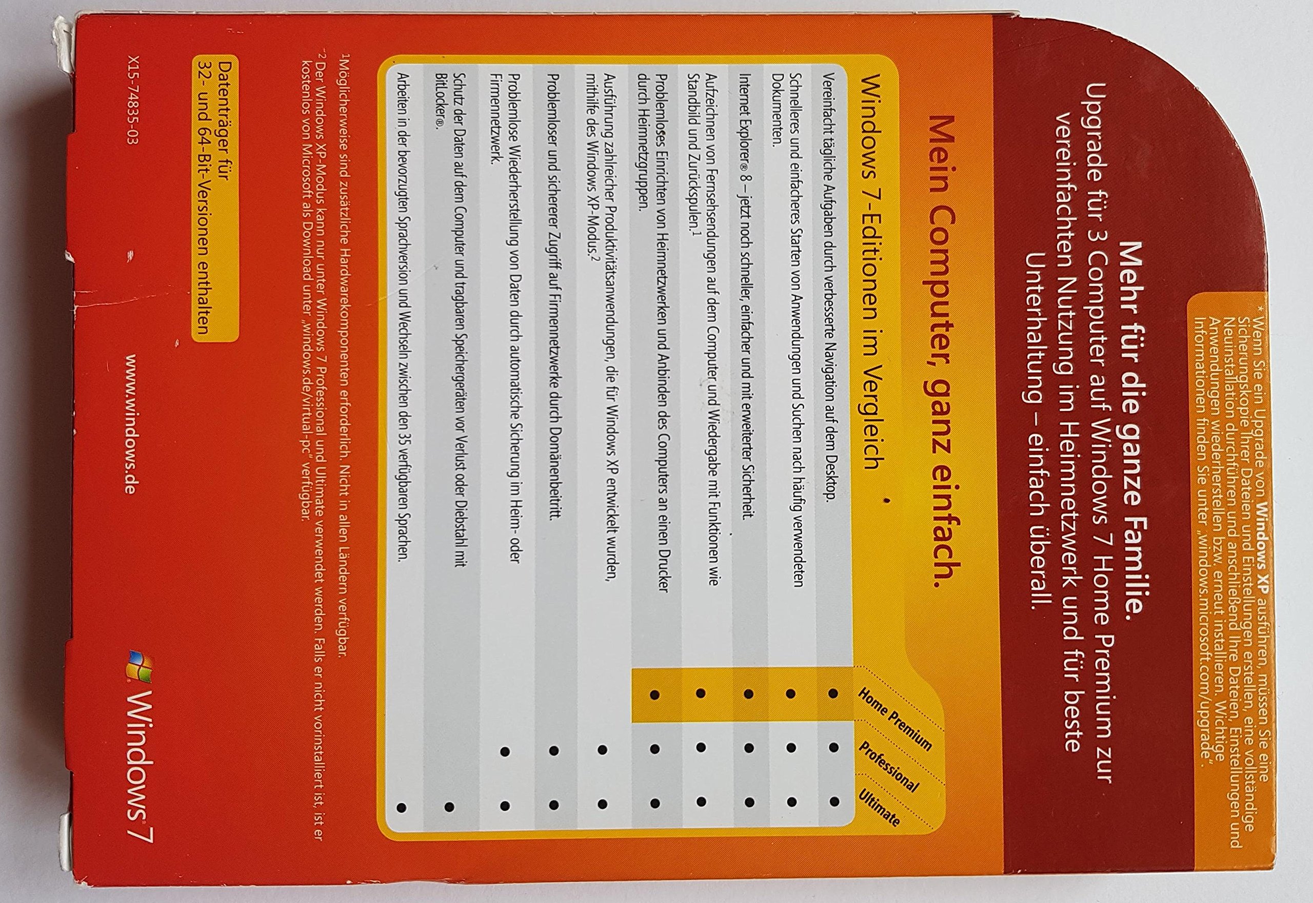 Windows 7 Home Premium Upgrade Family Pack (3 Lizenzen) [import allemand]