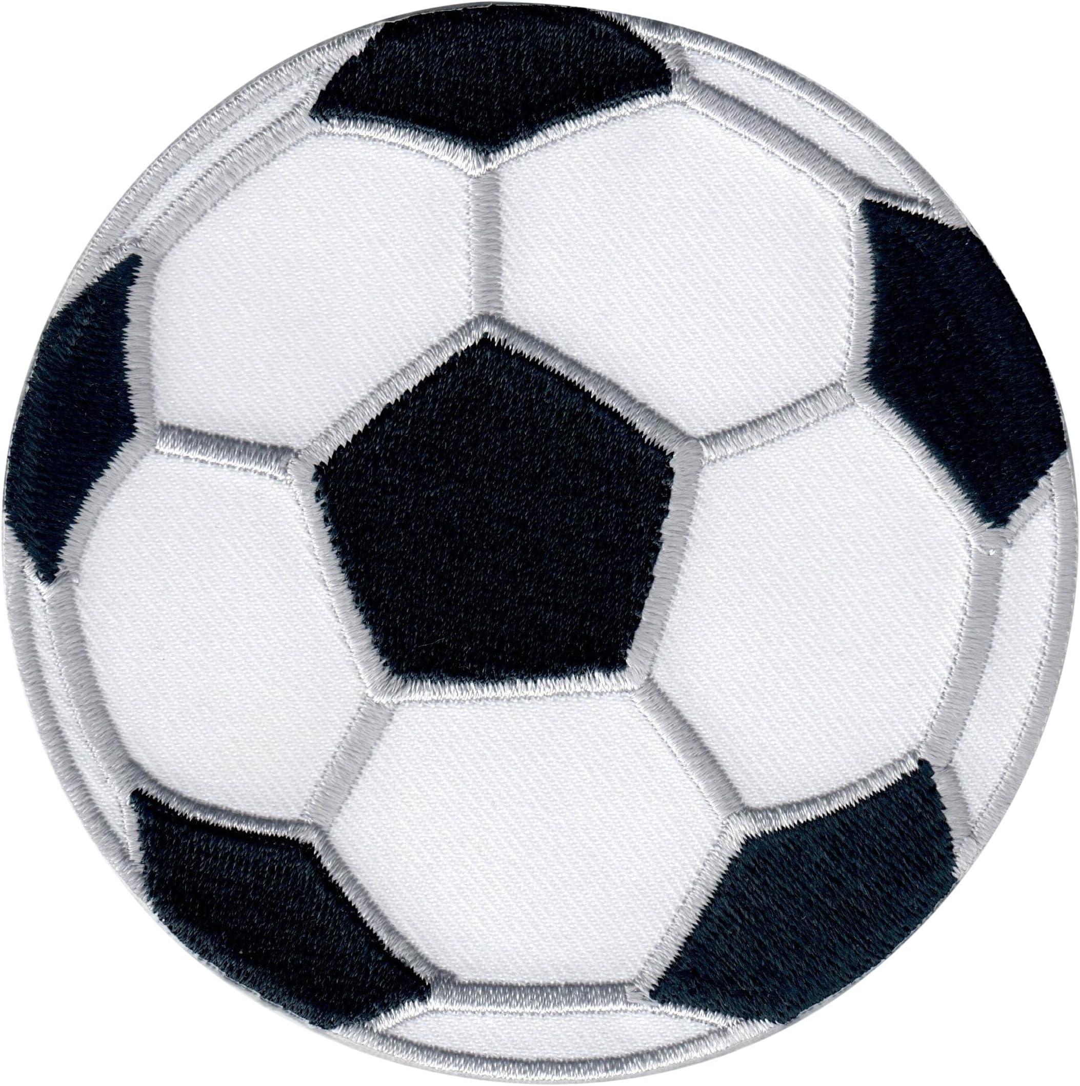 PatchMommy Soccer Ball Iron-On Patch – Premium Embroidered, Washable – 3.5" x 3.5" – Durable Applique for Jackets & Backpacks