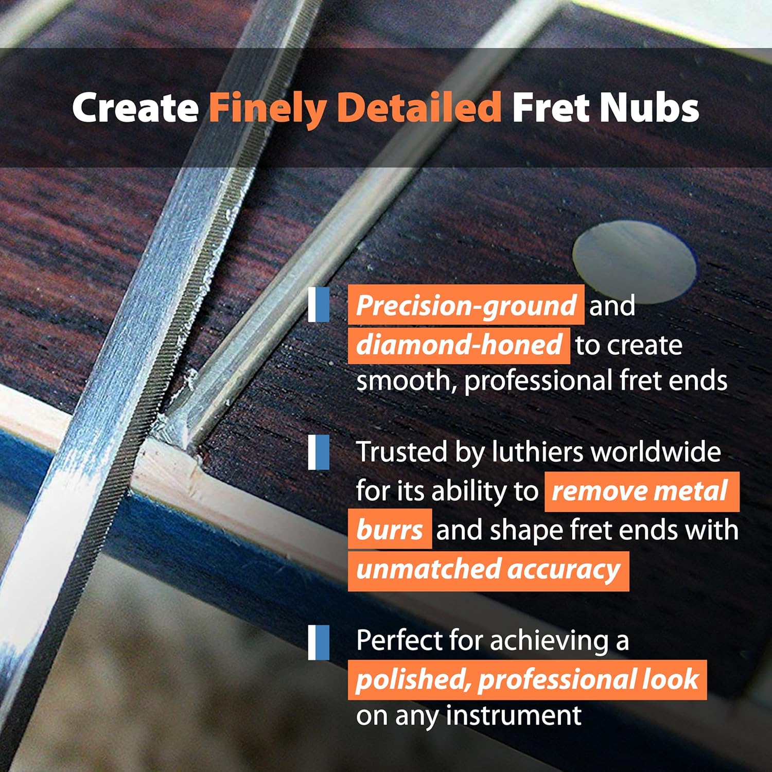 FretGuru Ultimate Fret End File 2 - Fix Sharp Fret Ends, Fret Sprout, Fret End Dressing File Pro Luthier Tool Guitar Tech [FINALLY AVAILABLE AGAIN - ADVANCED NEW DESIGN SHIPPING NOW]
