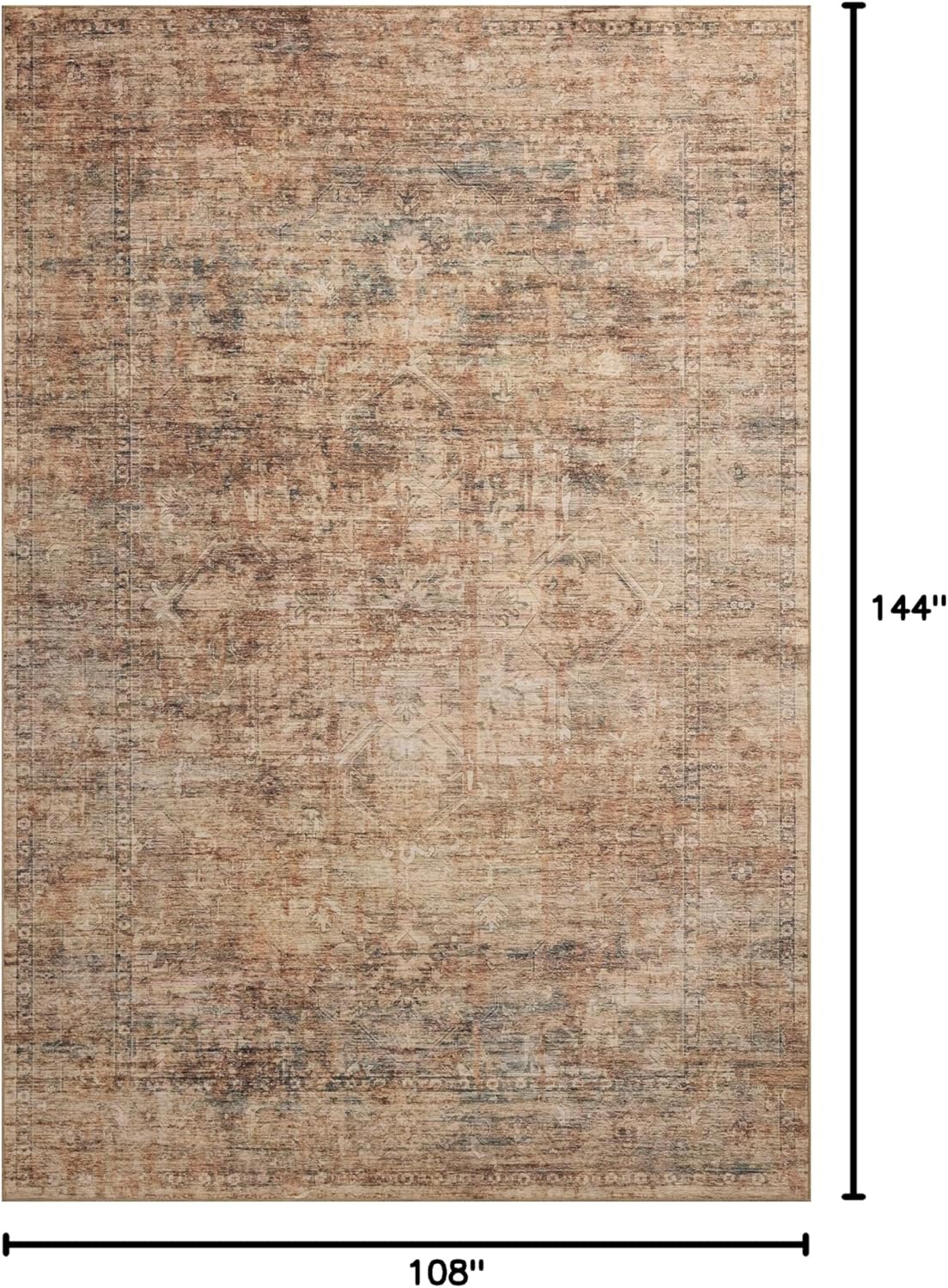 Loloi Anniston Collection ANS-06 Clay/Charcoal 9'-0" x 12'-0" Machine Wash Area Rug