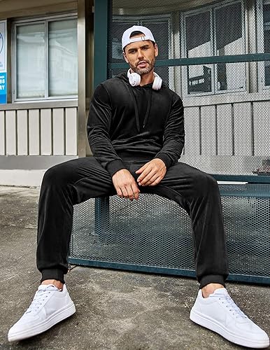 Miniatura 2 de COOFANDY Conjunto deportivo de 2 piezas para hombre, sudadera de manga larga con capucha, traje deportivo para deportes, casual, fitness, trotar