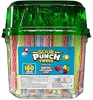 Vista 1 de Sour Punch Twists, Dulces Agrios de 6" Dulces Masticables Envueltos Individualmente, 4 Sabores Frutales Surtidos