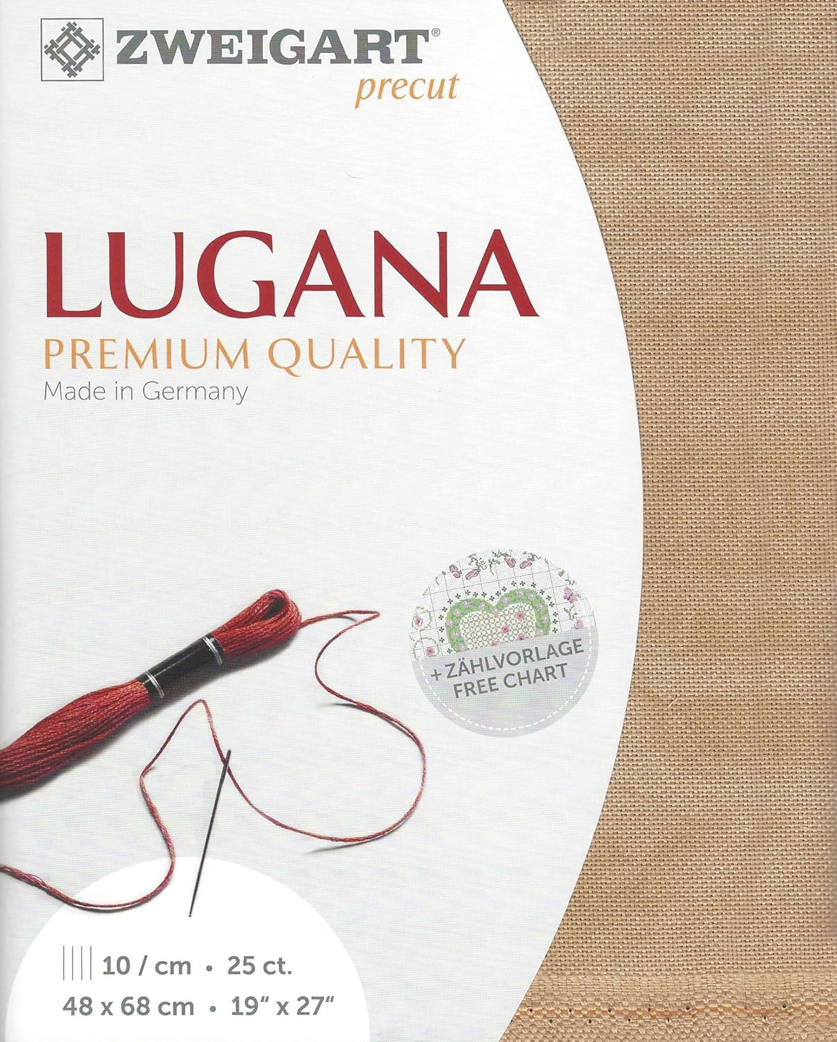 Wizardi Lugana 25 Count Nougat. Needlework Canvas, Cross-Stitch Fabric, Embroidery Cloth, Needlepoint Canvas. 3835/3021 Precut Zweigart