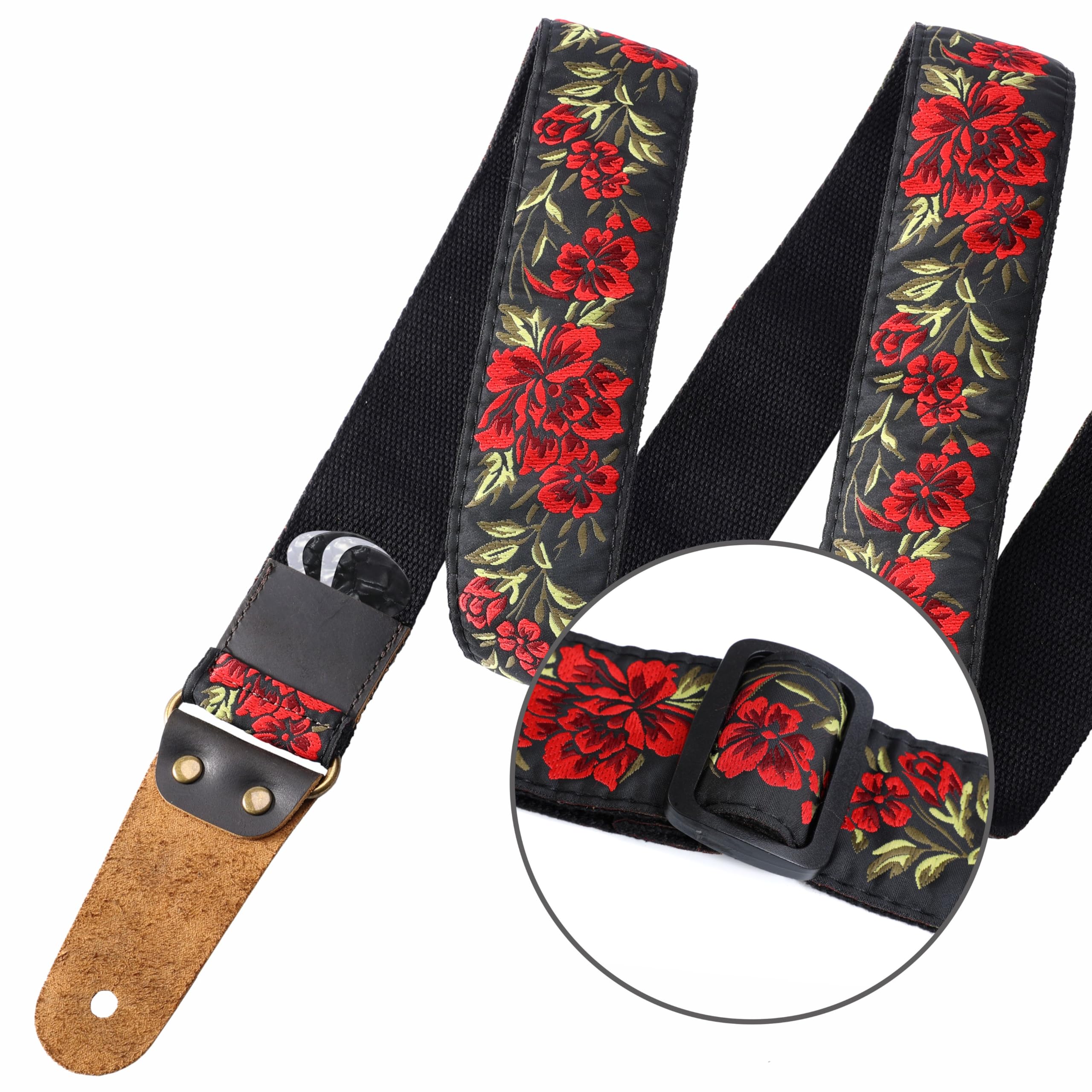 Nefelibata Correas de guitarra 2", para bajo, guitarras eléctricas y acústicas, hebilla, cierre de correa y púas de guitarra gratis