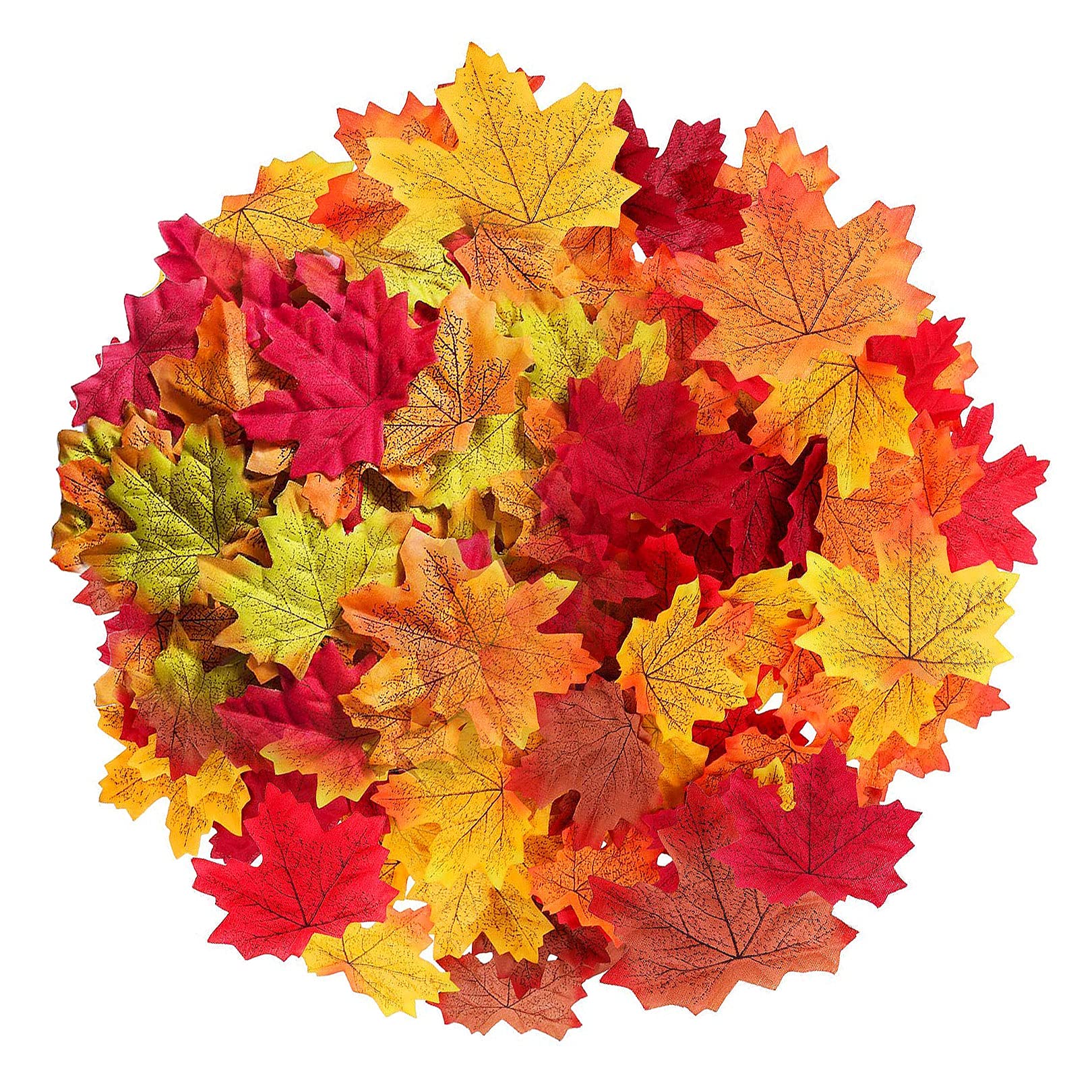 300 Pcs Autumn Leaves,Artificial Autumn Maple Leaves - Mixed 6 Fall Colored Leaf Autumn Table Scatters for Weddings, Autumn Parties,Art Scrapbooking,Thanksgiving Day Halloween Autumn Decorations