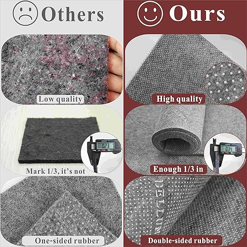 Miniatura 2 de Almohadilla antideslizante para alfombra, doble superficie de 13 pulgadas de grosor, fieltro+goma. Tapete premium de 2 x 3 pies, seguro para todos