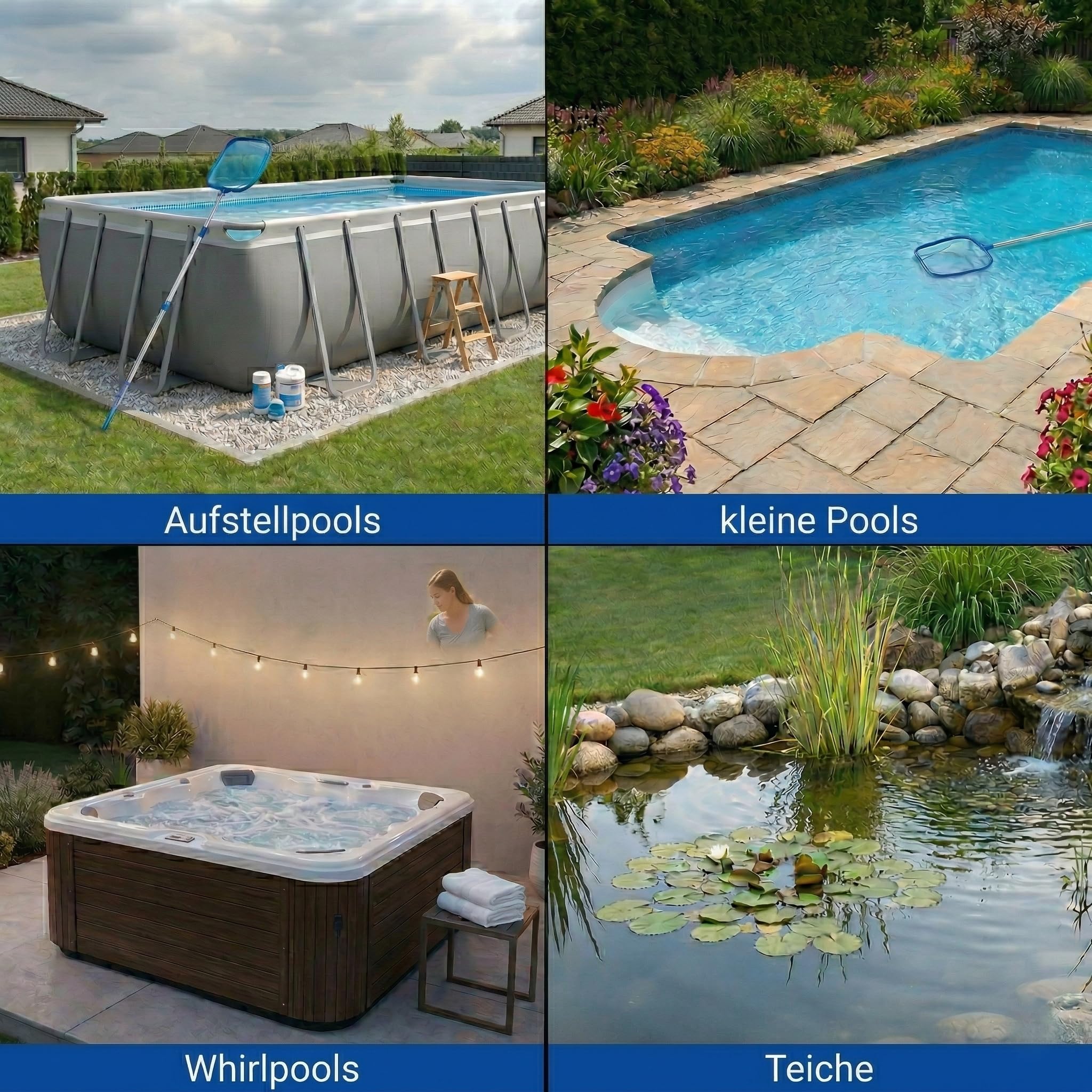 Pool Teleskopstange Aluminium 3-Teilig, 120-306 cm Einstellbare Poolstange, Stange zur Poolreinigung Rostfrei & Stabil, Schwimmbad Teleskopstange für Kescher, Skimmer Net, Bürste, Saugkopf