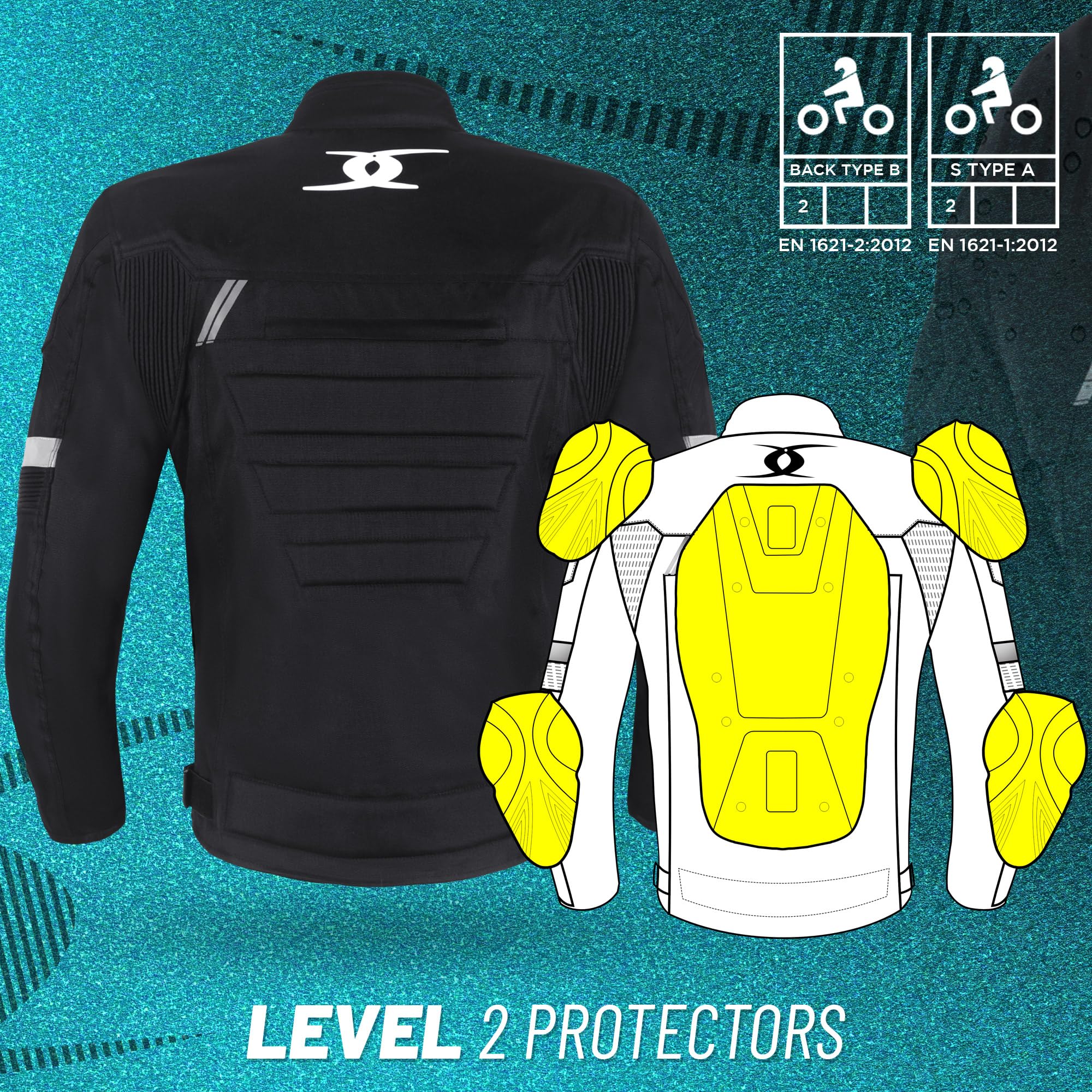 XAVIA Gale Giacca da Moto da Uomo - Giubbotto Moto Impermeabile E Ventilata con Protezione di Livello 2 | per Tutte Le Stagioni