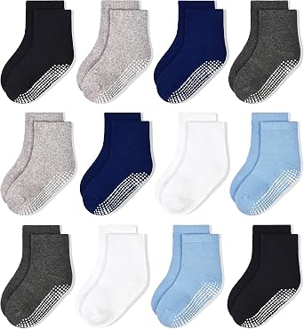 HYCLES Non-Slip Toddler Socks, Girl Grip Socks for 1-10 Years Kids Girls Boys Toddler Sock with Grippers