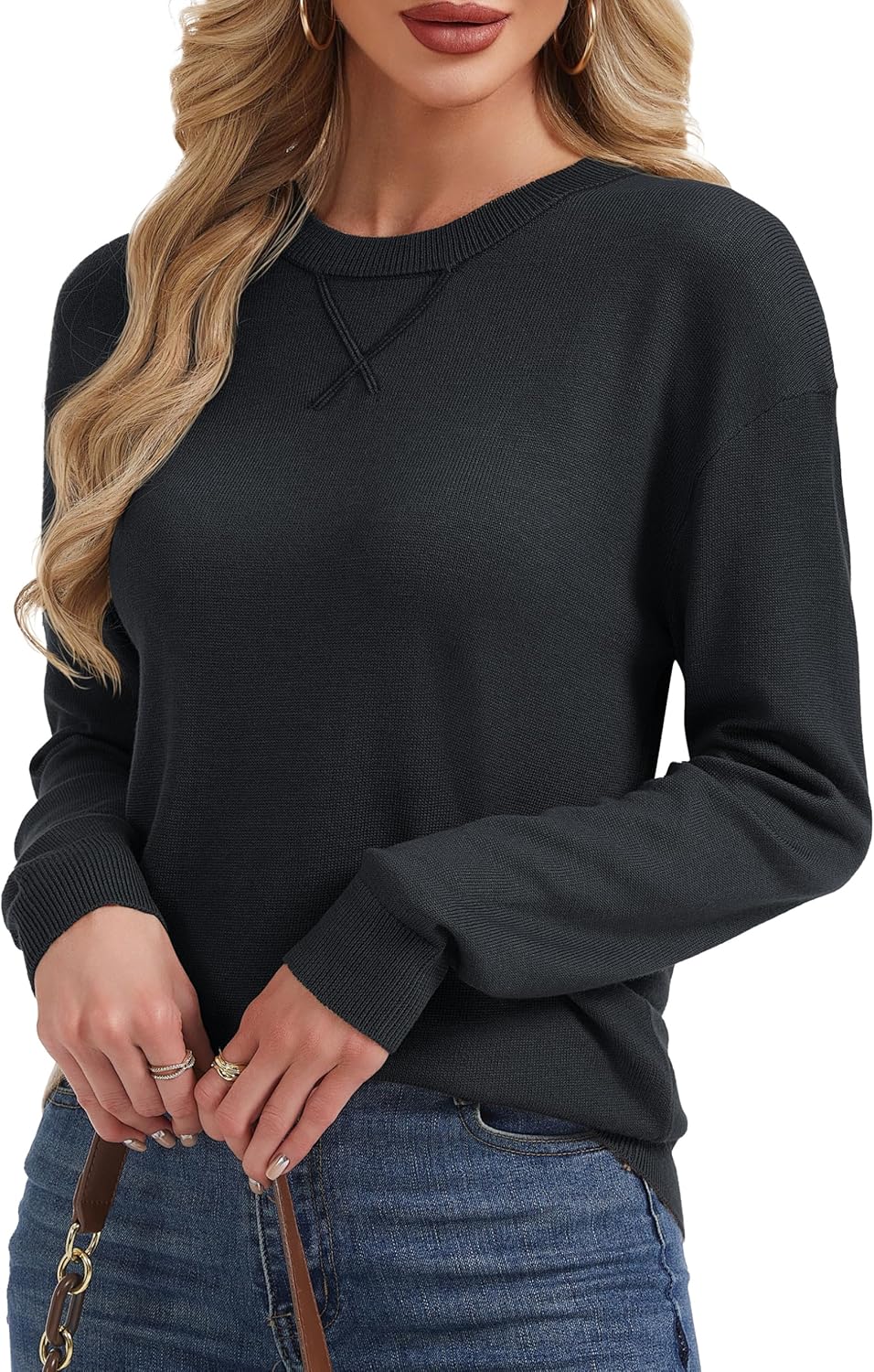 YUCOLEN Sweaters for Women Long Sleeve Lightweight Crewneck Knit Pullover Basic Casual Sweaters Spring Tops - Image 2