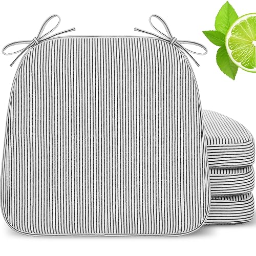 4 Pcs D-Shaped Chair Cushion for Dining 17"x16"x2" Thick Non-Slip