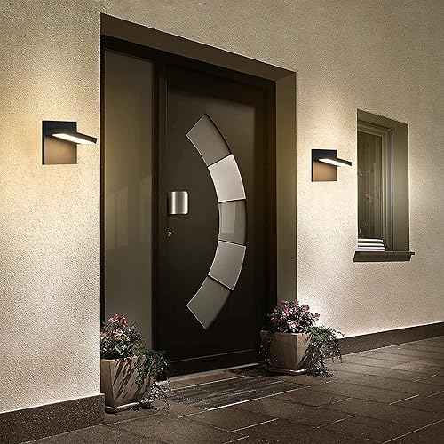 Miniatura 6 de Lámpara de pared exterior con cabezal de lámpara ajustable, linterna LED de montaje en pared para porche, patio, jardín, 3000 K, gris oscuro