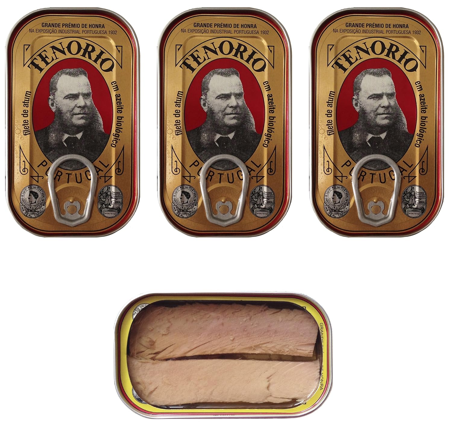 Tuna fillet in bio olive oil Premium line 3 tins x 120 g, Tenorio/Portugal