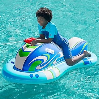 SLOOSH Inflatable Jet Ski Pool Floats Kids, Pool Floaties with Water Gun, Water Fight