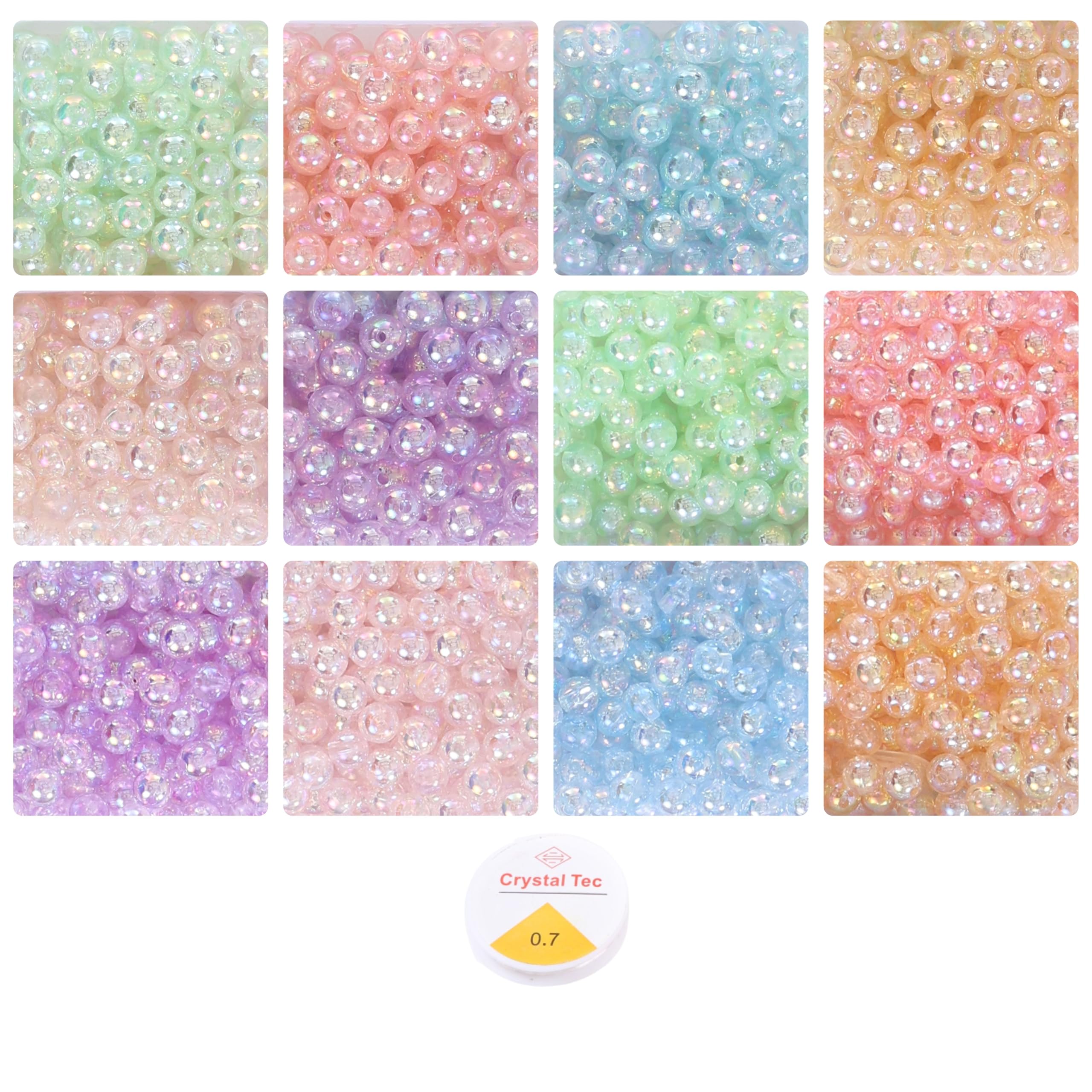 ambitieux Bracelet Making Craft Kit 12 Types of Colorful 400+ pcs of Plastic Beads with Elastic -(Colorfull with 8 mm) (8 mm Metallic Pearl)-image-22