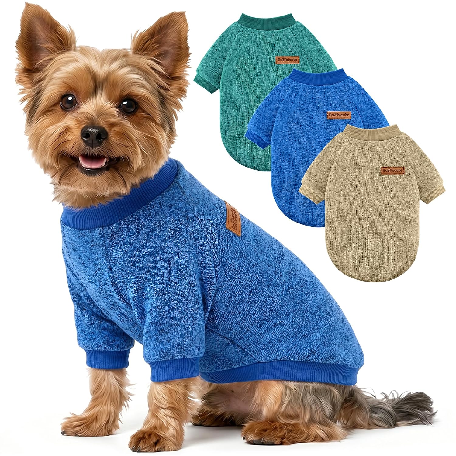 3 Pack Dog Sweaters for Small Dogs Girl Boy Winter Fleece Clothes Warm Soft Dog Sweatshirt Outfit for Dogs Cats Pet Apparel